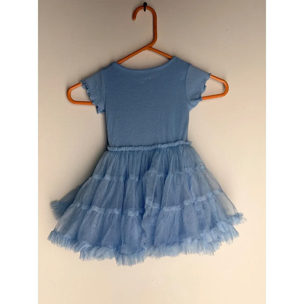 Bluey Toddler Girls Blue Tutu Dress Butterfly Graphic Tulle Skirt Ribbed Top